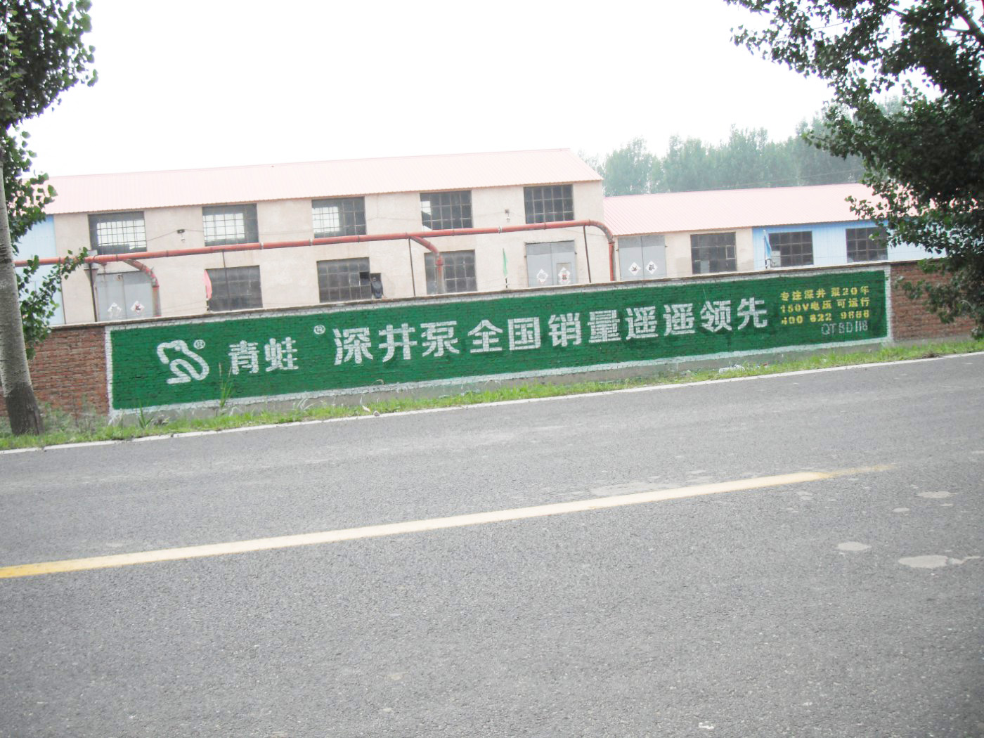 青蛙深井泵墻體廣告